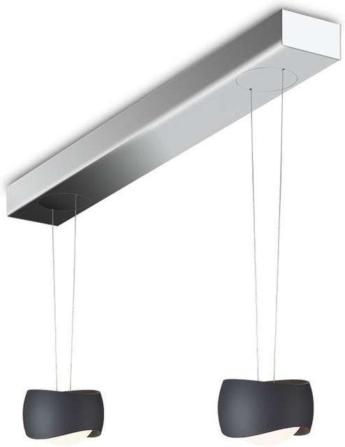 Oligo Curved Slack-Line LED-Pendelleuchte 2-flammig in Schwarz matt und Chrom mit Tunable White (2200K - 5000K) und Casambi-Steuerung - Bild 1