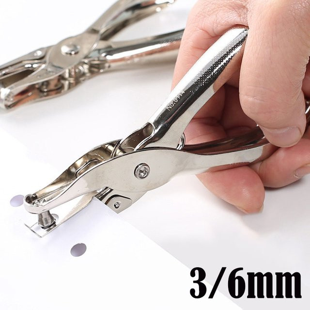 Einzellochstanzer aus Metall in Silber für Bürobedarf mit 3 mm oder 6 mm Durchmesser - Bild 1