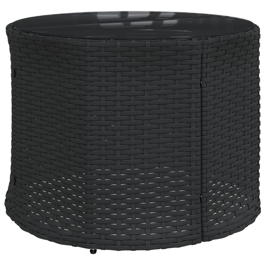 vidaXL Gartensofa halbrund aus schwarzem PE-Rattan mit Tisch und Kissen aus wetterbeständigem Polyester - Bild 5