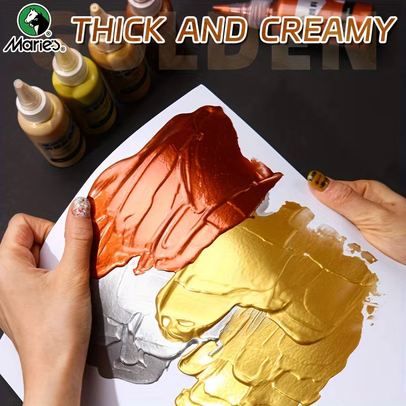 Marie's 5-teiliges Metallic-Acrylfarben-Set mit Perlglanz-Pigmenten in Gold, Silber und Multicolour, 5 x 50 ml - Bild 2