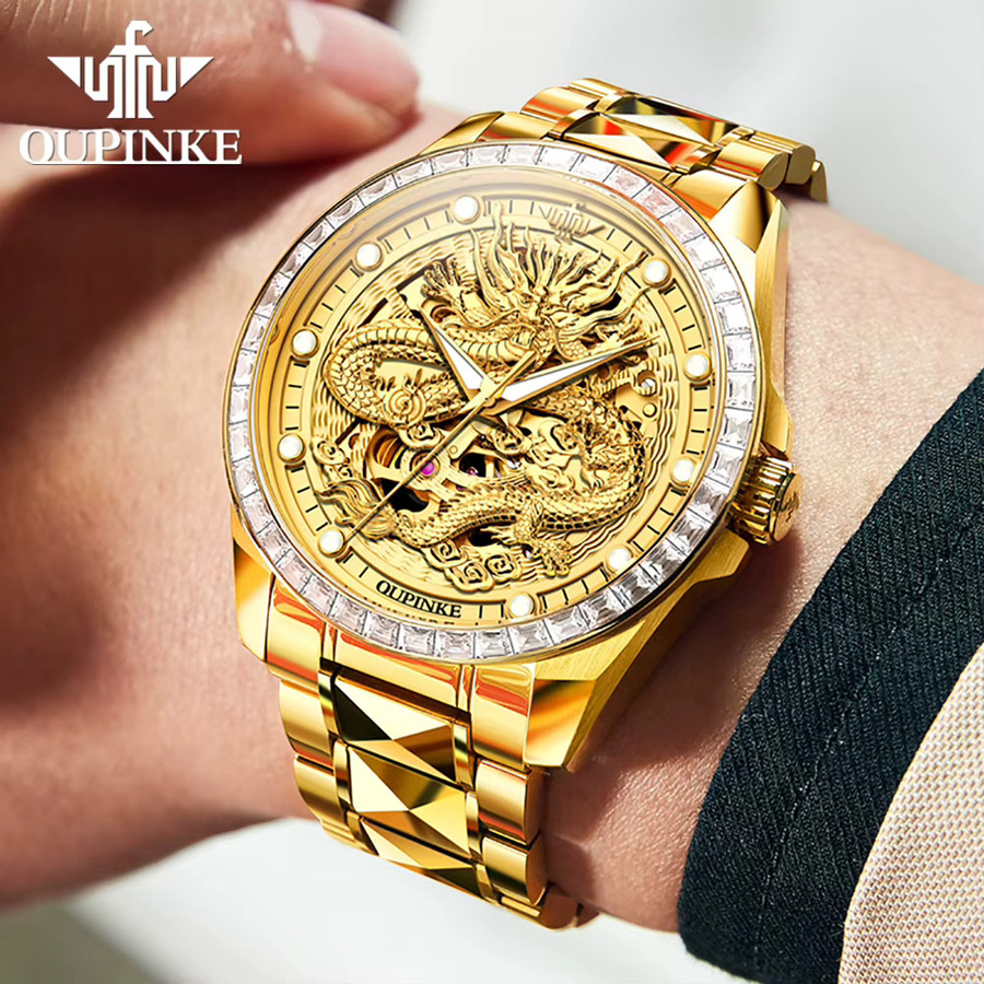 OUPINKE Armbanduhr Automatik, Edelstahl, Gold, Herren - Bild 4