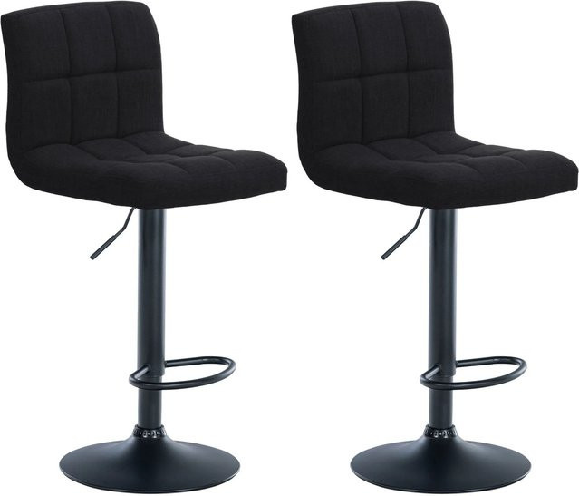 DELUKE Barhocker MADRID 2er Set Schwarz Stoff mit Lehne und 360 Grad Drehsitz - Bild 1