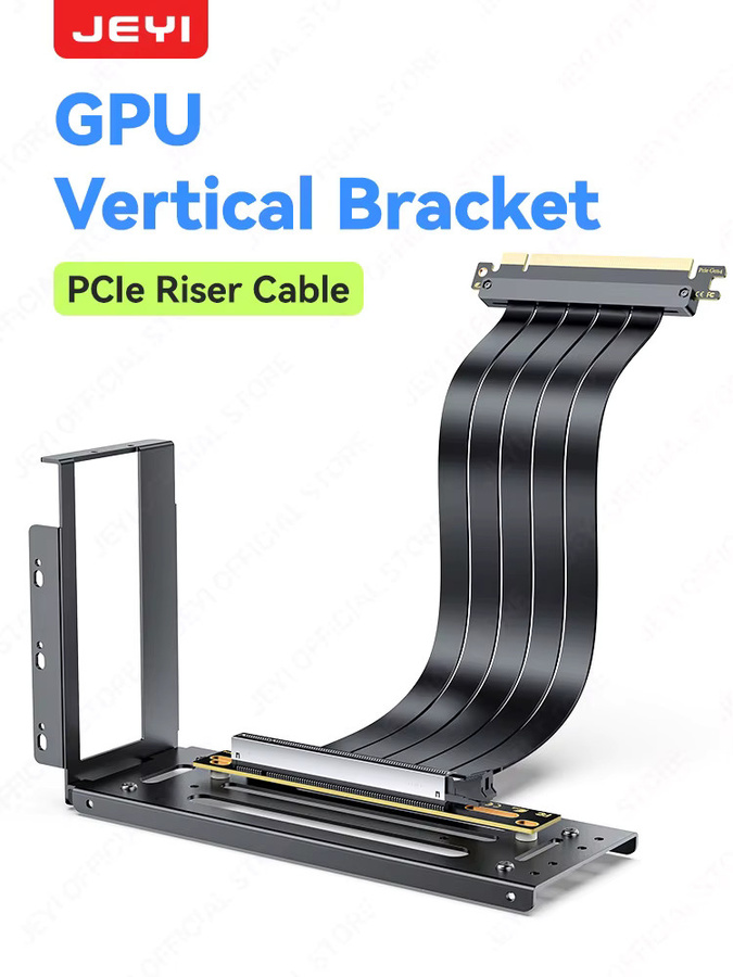 JEYI Vertikale Grafikkarten-Montagehalterung aus Aluminium in Schwarz, kompatibel mit PCIe 3.0/4.0/5.0-Verlängerungskabeln für 2/3 Steckplätze - Bild 7
