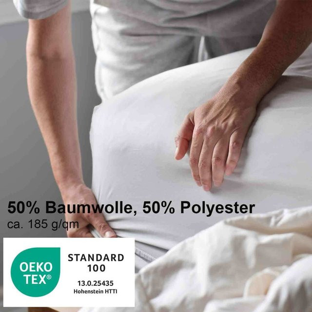 bertsch Hotelwäsche Jersey-Spannbettlaken Weiß, B/L: 90 x 200 cm, 50% Baumwolle und 50% Polyester - Bild 1
