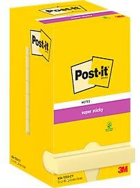 Post-it Super Sticky Notes Haftnotizen gelb, 12 Blöcke à 90 Blatt, B/H: 7,6 x 7,6 cm - Bild 1