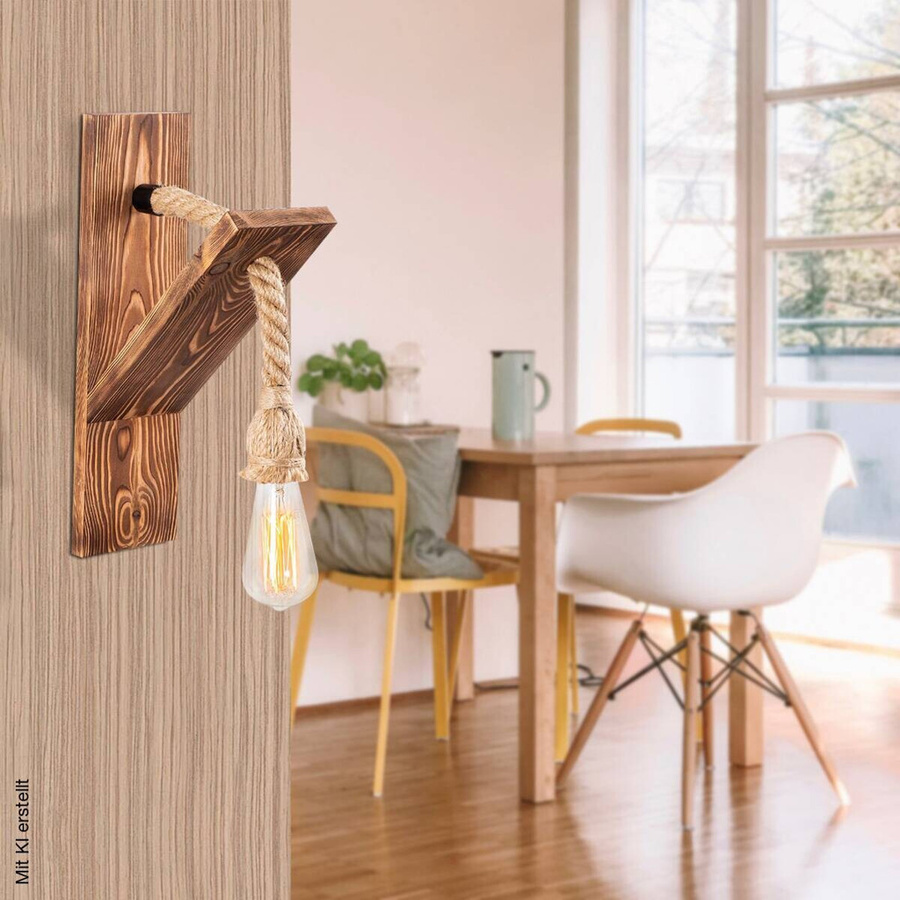 Opviq Wandleuchte in Holzoptik Braun mit E27 Fassung, B/H/T: 21 x 40 x 11 cm - Bild 3