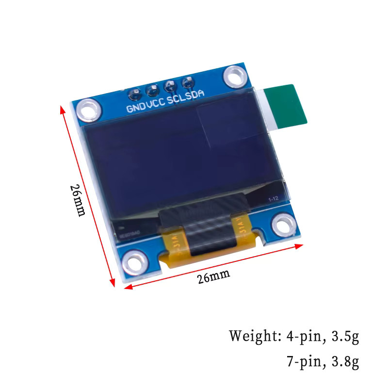 WAVGAT 0,96 Zoll OLED Displaymodul 128x64 mit I2C Kommunikation in Weiß, Blau und Gelb-Blau für Arduino - Bild 2