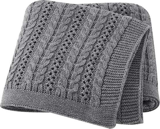 Gestrickte Babydecke von mimixiong in Grau, B/B/H: 90 x 70 cm