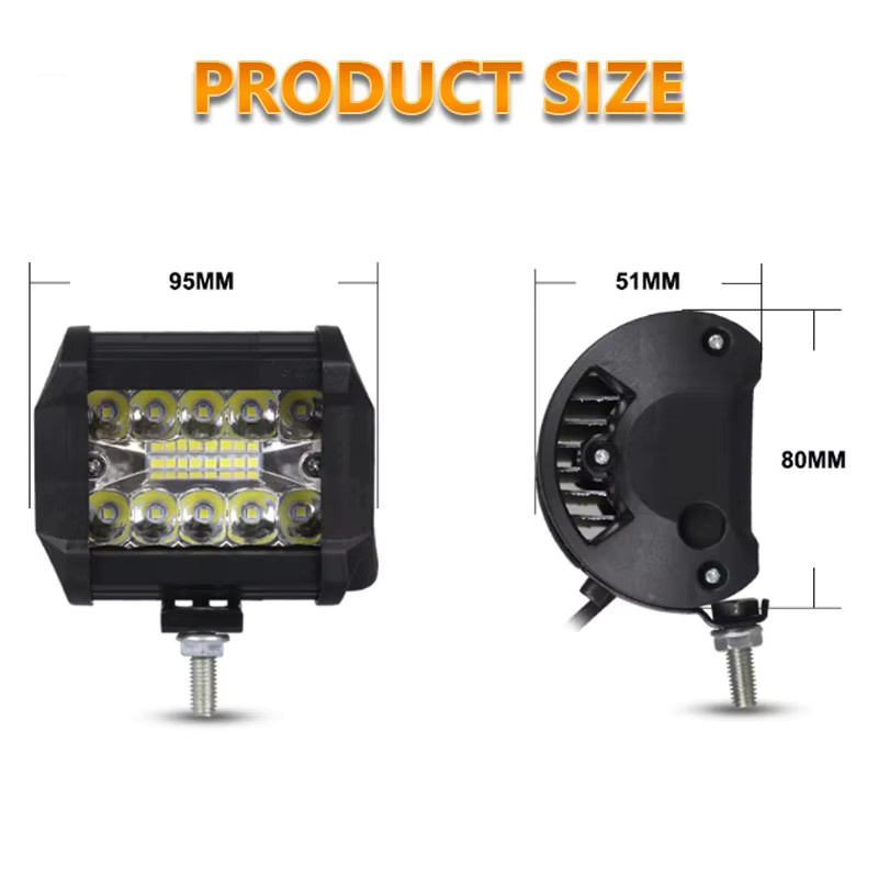 HOTBEAM 4-Zoll Offroad Auto-Arbeitslicht mit Spot- und Flood-Modus in Schwarz inklusive universeller Anhängerkupplungshalterung für Pickup Truck und Van - Bild 2