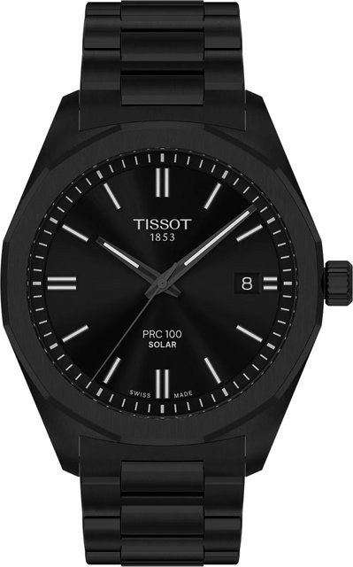 Tissot Herrenuhr, Solar, Edelstahl, Schwarz, 39 mm, 10 ATM - Bild 1