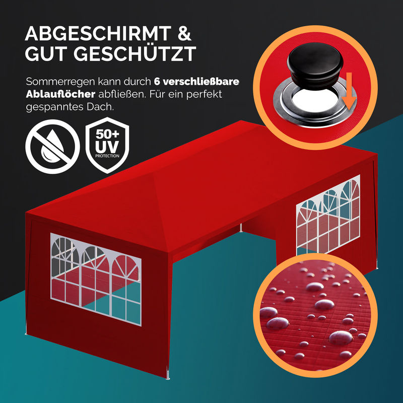 Festzelt Rimini in Rot mit UV-Schutz 50+ Maße: B: 6 m, T: 3 m - Bild 5