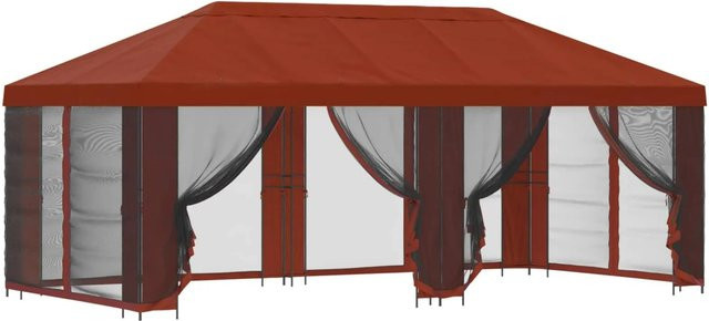 vidaXL Pavillon mit Seitenwänden in Terrakotta aus Polyester und Stahl, B: 6 m, T: 3 m, H: 2,765 m - Bild 1