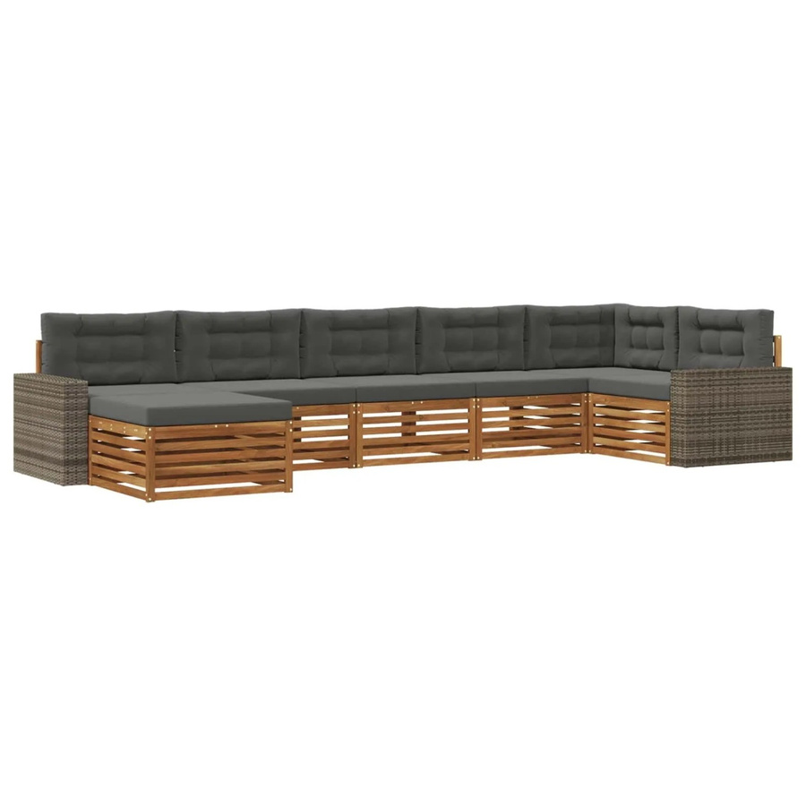 vidaXL Outdoor-Sofagarnitur aus Massivholz Akazie mit 7 Kissen in Natur und Anthrazit - Bild 2