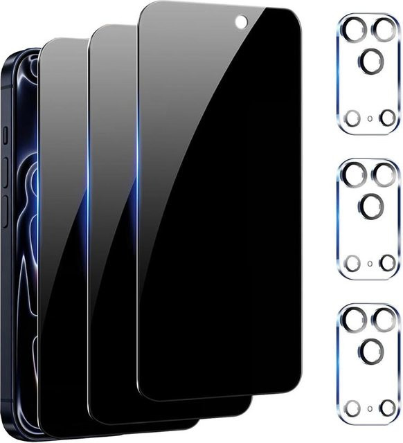 6in1 Blickschutzfolie und Panzerglas Set für Apple iPhone 17 Pro Max, 17 AIR und 17 Pro inklusive Kameraschutz in Schwarz - Bild 1