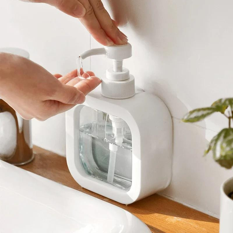 WIKHOSTAR Badezimmer-Seifenspender transparent, nachfüllbare Pumpenflasche für Lotion, Shampoo oder Duschgel, Volumen: 300 ml oder 500 ml - Bild 2