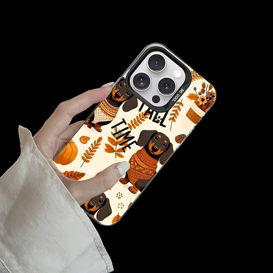 Stoßfeste Handyhülle mit Dackel-Motiv für iPhone 11 bis iPhone 17 Pro Max in Silber - Bild 2