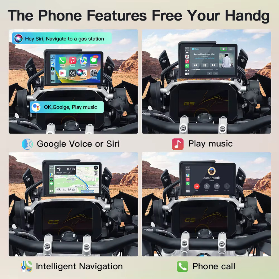 CARABC 6 Zoll Motorrad Wireless Carplay und Android Auto mit GPS-Navigation in Schwarz für BMW F750GS XR M1000 R1200GS R1250GS R1300GS S1000XR und Bluetooth-Anbindung - Bild 5