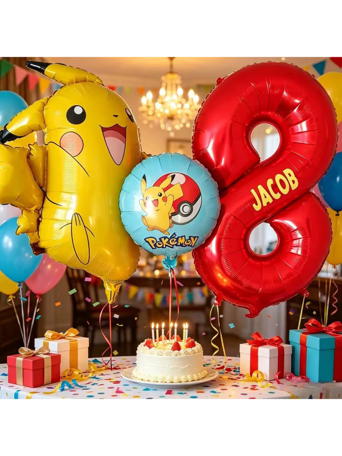 Potdemiel Pokémon Pikachu Folienballons Set für Kindergeburtstage in Mehrfarbig - Bild 3