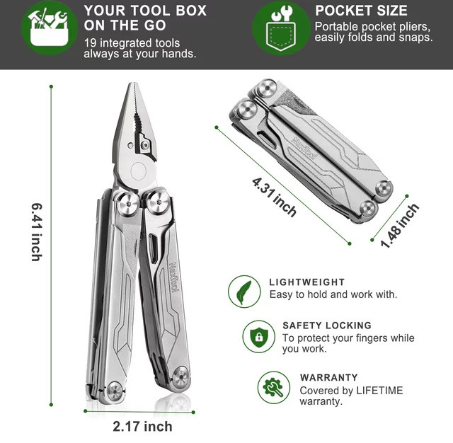 NexTool Flaggschiff-Kapitän-Multitool-Zange 19-in-1 EDC-Taschenmesser mit Säge für Outdoor und Camping - Bild 1