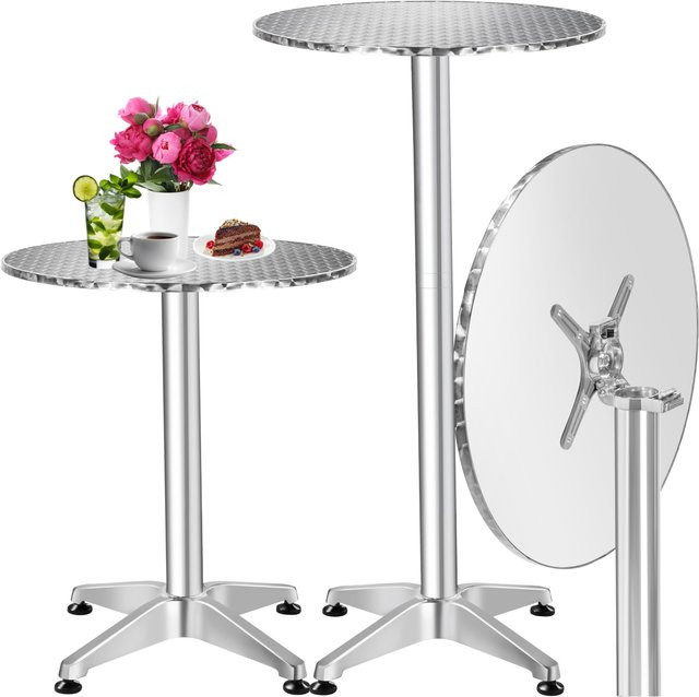 tectake Alexander Aluminium Stehtisch wetterfest höhenverstellbar grau B/T/H: 60 x 60 x 115 cm - Bild 1