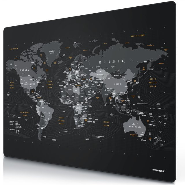 Titanwolf Gaming Mauspad XXXL Speed Mousepad Weltkarte Englisch Multicolor B/T: 120 x 80 cm - Bild 1