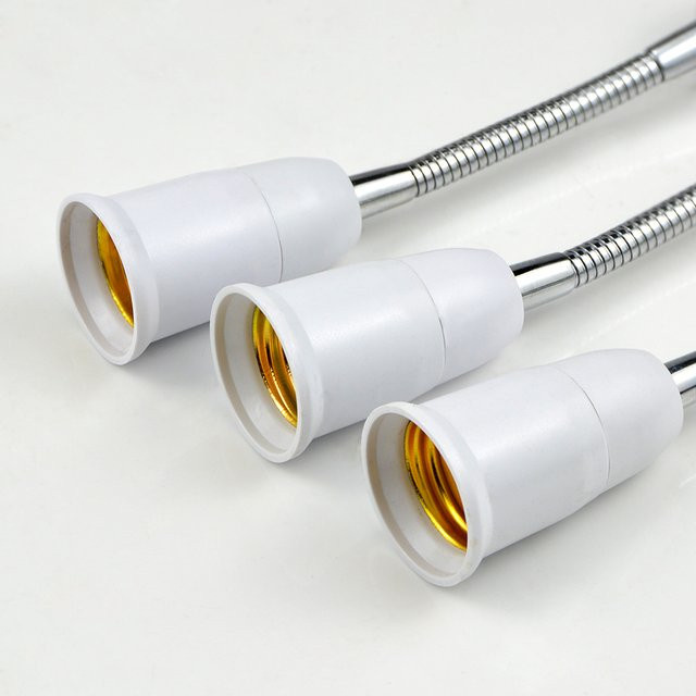 Lcamaw E27 Flexible Lampenfassung Extender, Rotierender Sockel in Weiß, Länge: 40 cm - Bild 1