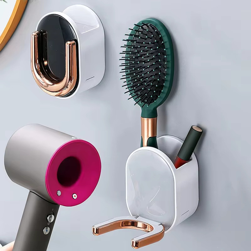 Kevat Vesi Faltbarer Wandmontage Haar Trockner Halter und Badezimmer Organizer aus Kunststoff in Weiß oder Grün - Bild 4