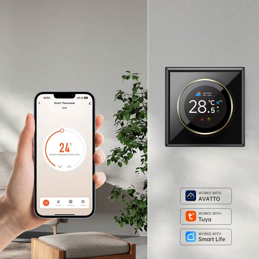 Tuya WiFi Smart Knob Thermostat als programmierbarer Raumtemperaturregler für Fußbodenheizung, Wasser- und Gasheizkessel in Grau oder Schwarz - Bild 4