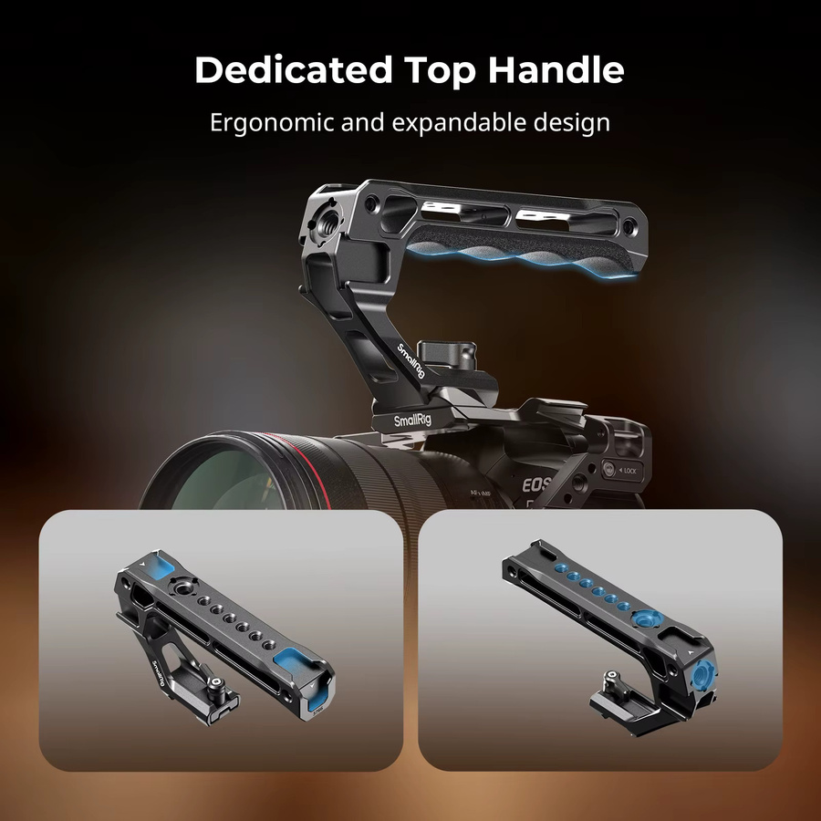 SmallRig 5197 Kamera-Cage-Kit für Canon EOS R6 Mark II in Schwarz mit Obergriff, Kabelklemme und Arca-Swiss Schnellwechselplatte - Bild 2