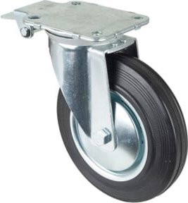 BS Lenkrolle mit Zentralfeststeller in Schwarz und Silber aus Stahl (L440.B55.201) - Bild 1