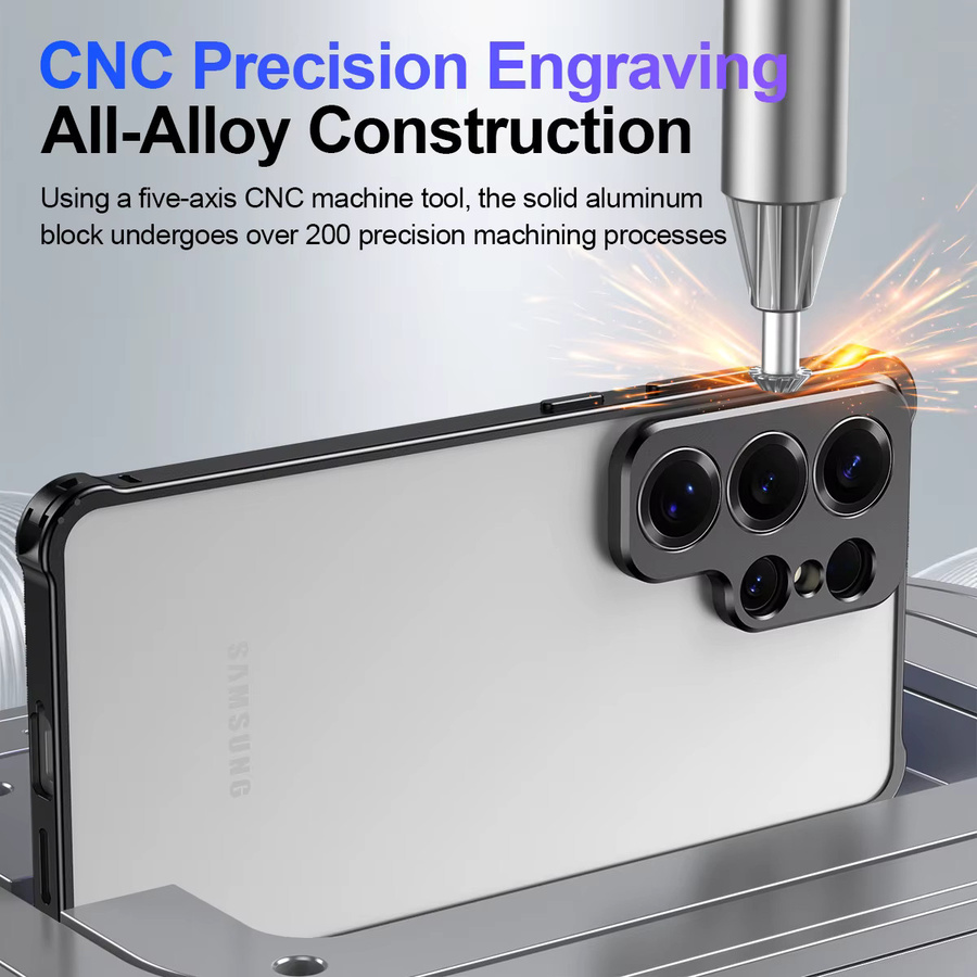 Ultradünne Stoßstangenhülle aus Aluminiumlegierung mit Linsenschutz für Samsung Galaxy S26 Ultra und S26 Plus in Silber - Bild 3