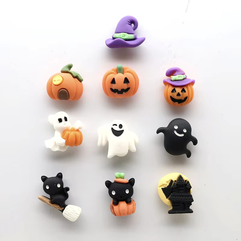 10 Stück Halloween Harz-Magnete mit Motiv-Aufklebern in Schwarz und Multicolour für Fotos und Heimdekoration - Bild 4
