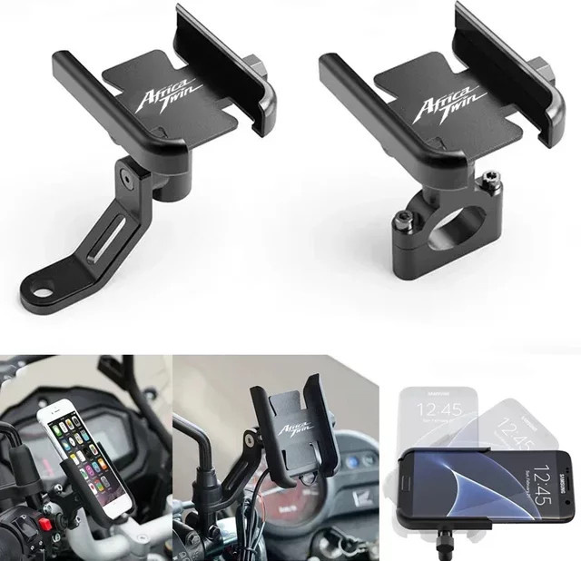 Motorrad Lenker Handyhalterung und GPS-Ständer für Honda Africa Twin CRF1000L und CRF1100 in Schwarz - Bild 1