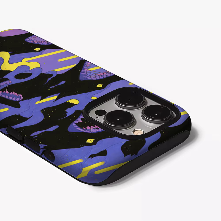 Casegame Matte Stoßfänger-Hülle mit Wütendem Wolf-Print für iPhone 13 bis iPhone 17 Pro Max, MagSafe kompatibel, Multicolor - Bild 2
