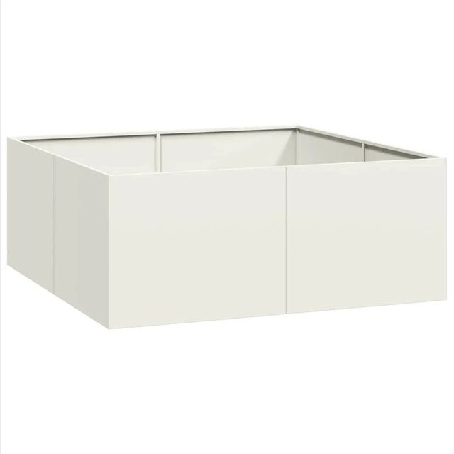 vidaXL Pflanzgefäß aus Stahl in Weiß, B/T/H: 100 x 100 x 40 cm - Bild 1