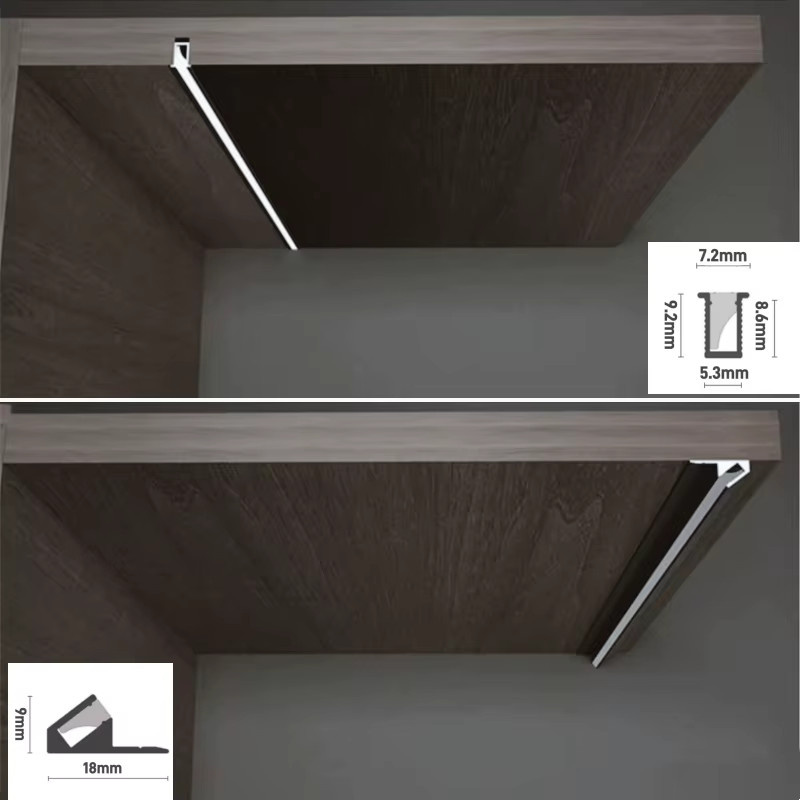 Khelse LED-Aluminiumprofil für Einbau-Hintergrundbeleuchtung mit Silikon-Diffusor in Silber und Weiß - Bild 3
