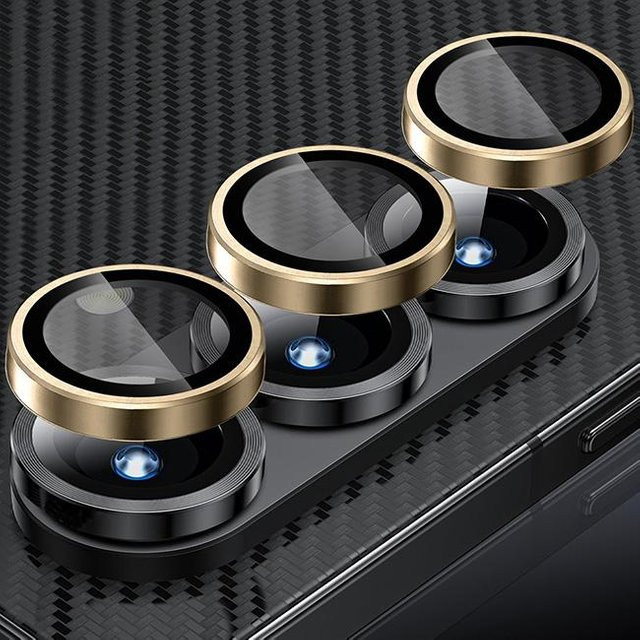 Samsung Galaxy Z Flip 5 Z Fold 6 7 8 Kamera-Schutz aus Metalllegierung und gehärtetem Glas in Gold - Bild 1