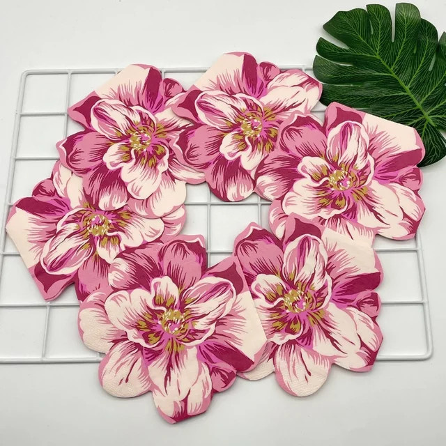 GUANYAO Dekorative Papier-Servietten mit dreidimensionalem Blumendruck in Rot und Pink für Hochzeiten - Bild 1