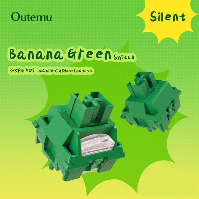 Outemu Banana Green Silent Switches, 5 Pin taktile mechanische Tastaturschalter, 40g, vorgeschmiert, Hot-Swap-fähig für DIY mechanische Tastaturen - Bild 1
