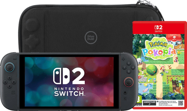 Nintendo Switch 2 mit Pokémon Pokopia und BlueBuilt Schutzhülle in Schwarz - Bild 1