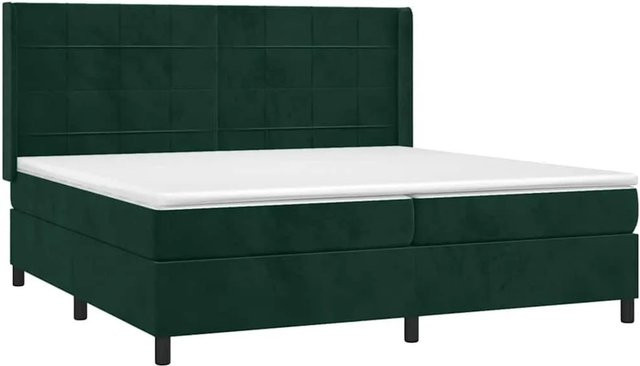 vidaXL Boxspringbett mit Matratze Dunkelgrün Samt B/T: 200 x 200 cm, Höhe: 203 cm - Bild 1
