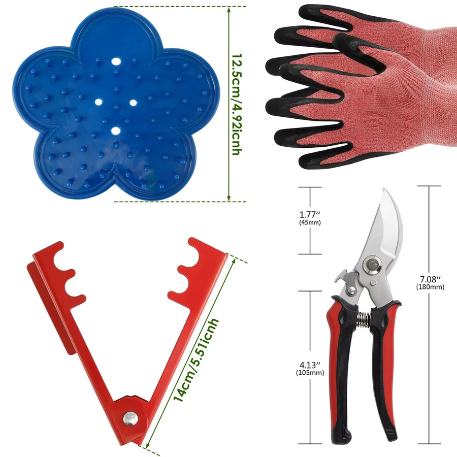 Ergonomischer Rosenblatt-Dorn-Stripper mit Handschuhen als tragbares Garten-Handwerkzeug-Set in Multicolor - Bild 4