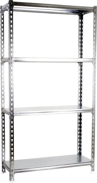 PROREGAL Schwerlastregal Mid Metal Shark aus Metall in Silber, H x B x T: 150 x 120 x 50 cm, mit verstellbaren Fachböden und 200 kg Fachlast - Bild 1