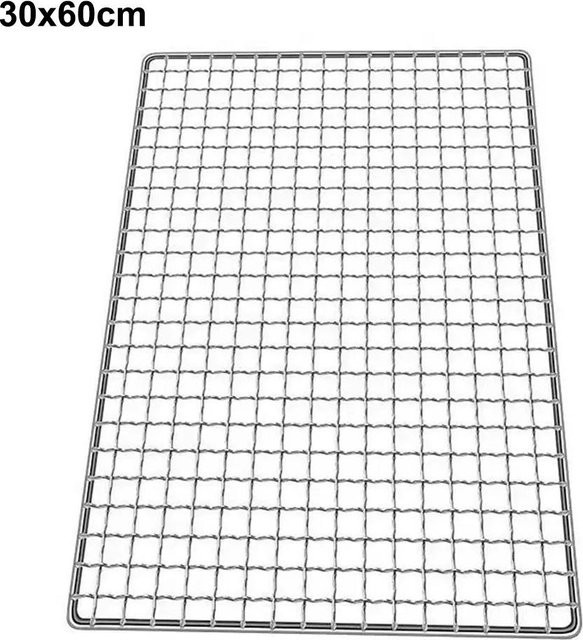 Iongiuming Drahtgrillrost Quadratisches Grillnetz aus Stahl in Silber, B/T: 60 x 30 cm - Bild 1