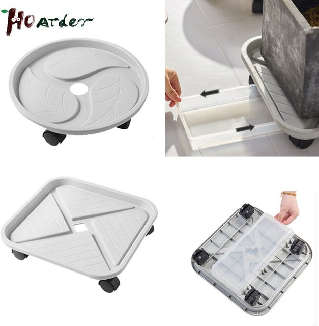 360 Grad drehbares Universal Pflanzen Topf Tablett aus Kunststoff mit Rollen für Home und Garten - Bild 1