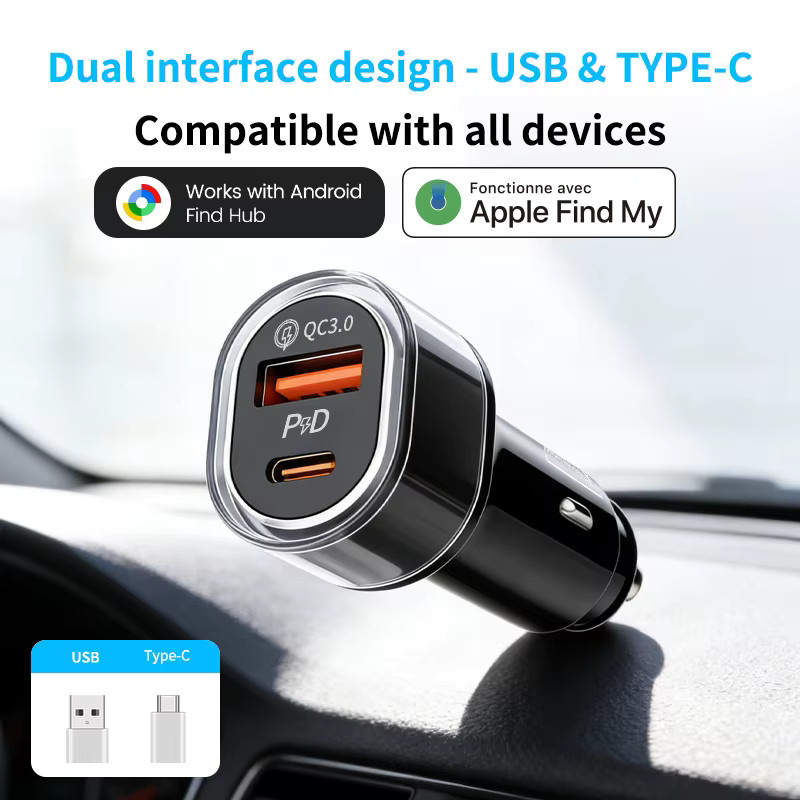 Peocke Auto-Handy-Ladegerät mit USB-C 30W Schnellladegerät und GPS-Ortungsfunktion für iOS und Android, Schwarz - Bild 4