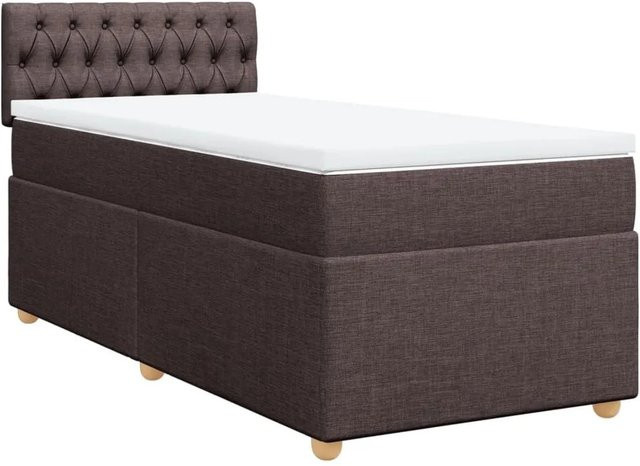 vidaXL Boxspringbett mit Matratze Dunkelbraun B/T/H: 80 x 200 x 100,5 cm mit USB-Anschluss und Unterbettbeleuchtung - Bild 1