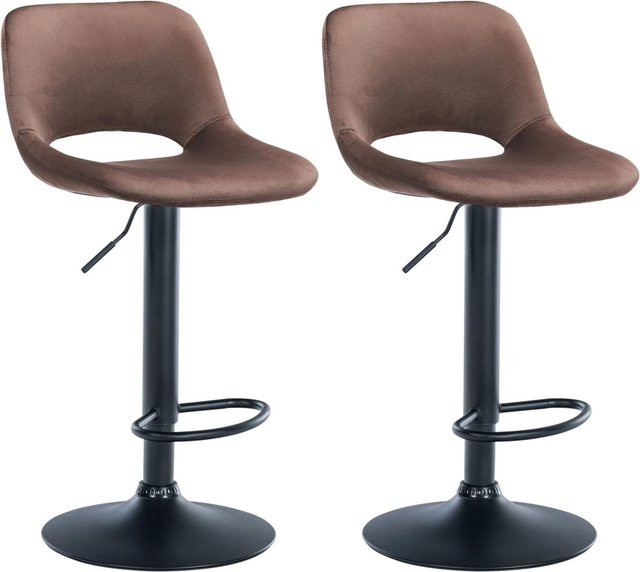 DELUKE Barhocker JAKSON 2er Set, Barstühle aus Samt in Braun und Schwarz mit Lehne und 360 Grad Drehsitz - Bild 1