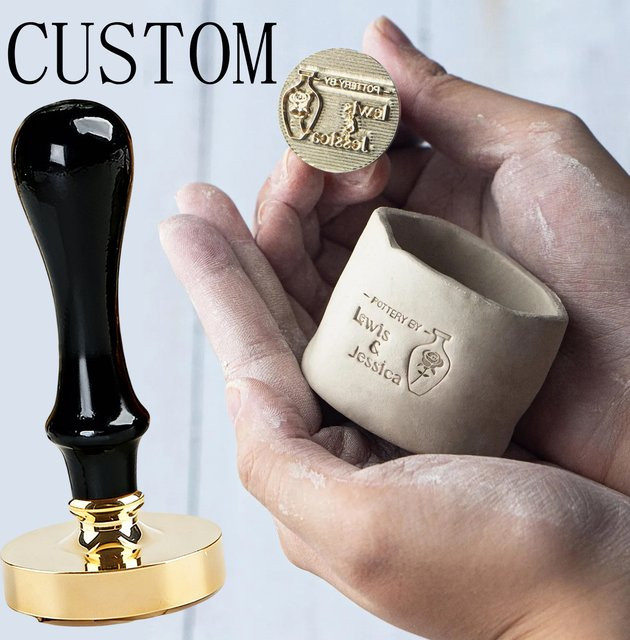 Messingstempel für Keramik und Schmuck mit geprägten Mustern, Gold, Durchmesser: 3 cm - Bild 1