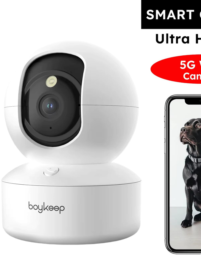 BoyKeep 3MP WLAN Innen-Sicherheitskamera mit 5G/2,4GHz Dualband, intelligente Babyüberwachungskamera mit automatischer Verfolgung in Weiß - Bild 2